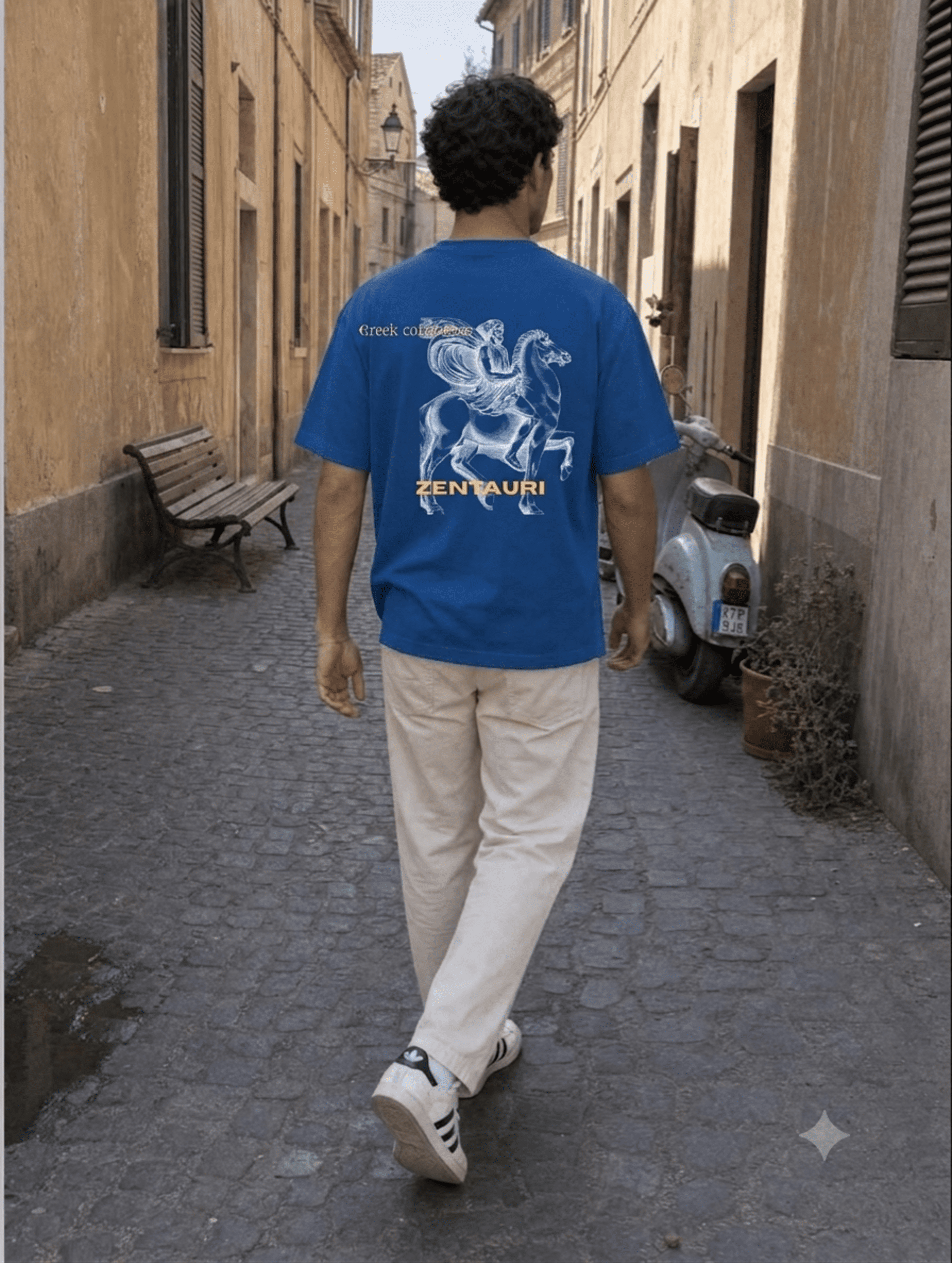 CAMISETA AZUL CABALLO GRIEGO - 1